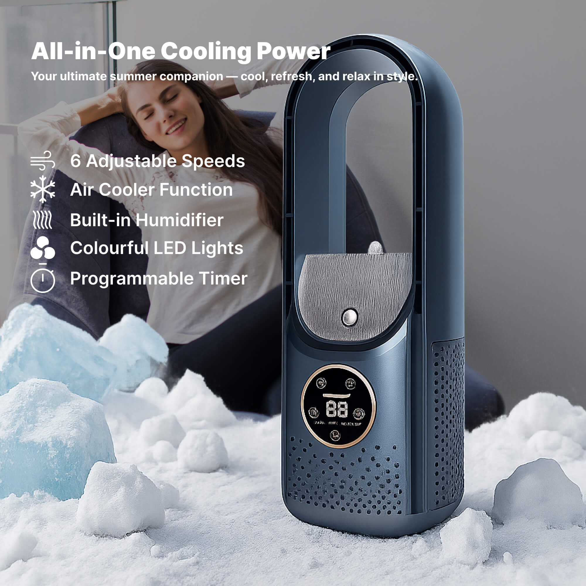 Vue de face du climatiseur portable sans hélice