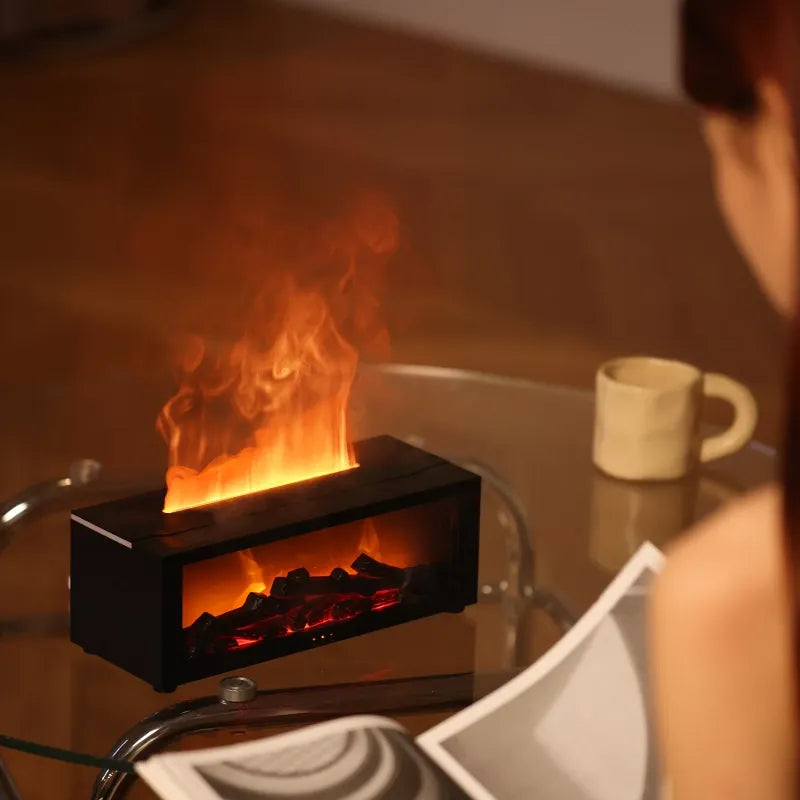 Diffuseur d'arômes à effet flamme — flamme 3D de vapeur d'eau et effet braises
