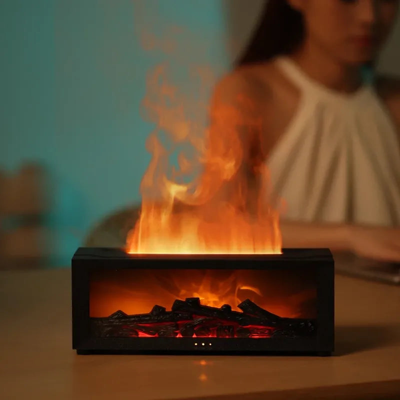 Diffuseur d'arômes à effet flamme — flamme 3D de vapeur d'eau et effet braises