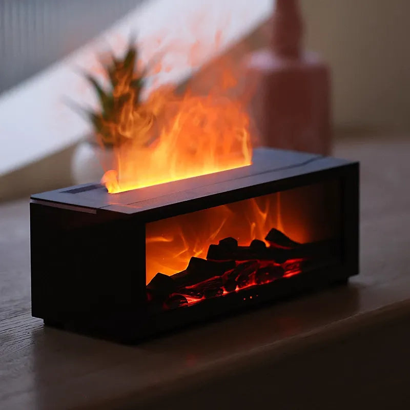 Diffuseur d'arômes à effet flamme — flamme 3D de vapeur d'eau et effet braises