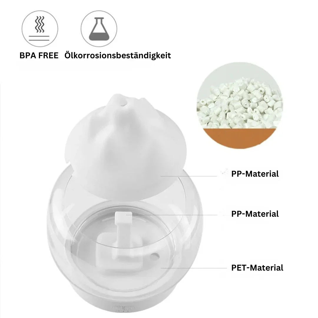 Humidificateur d'air d'aromathérapie - Diffuseur ultrasonique élégant avec fonction LED et huile essentielle