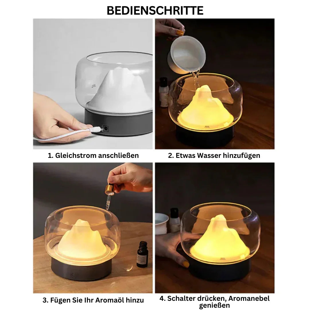 Humidificateur d'air d'aromathérapie - Diffuseur ultrasonique élégant avec fonction LED et huile essentielle