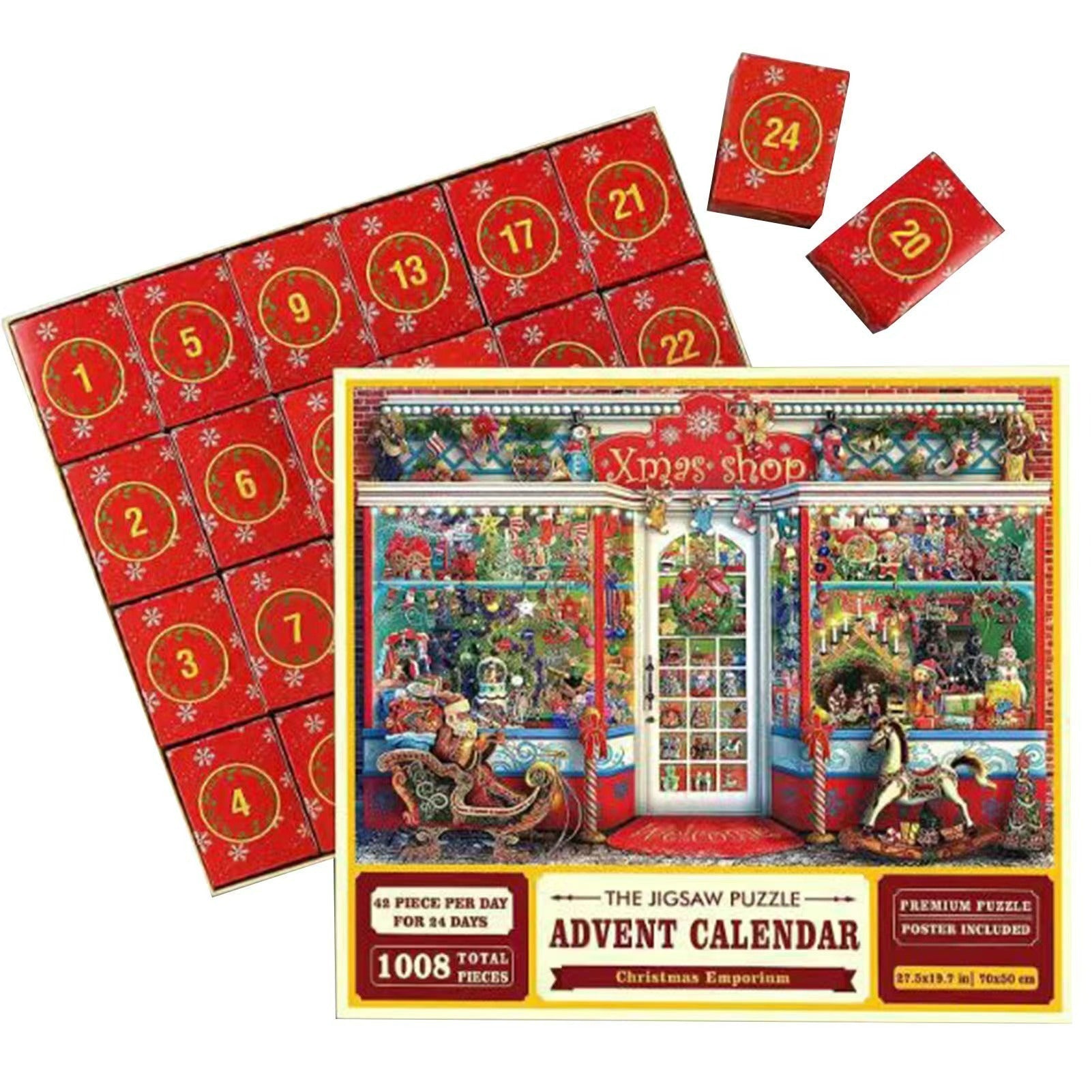 Calendrier de l'Avent de puzzles de Noël 1000 pièces - Cadeau de Noël