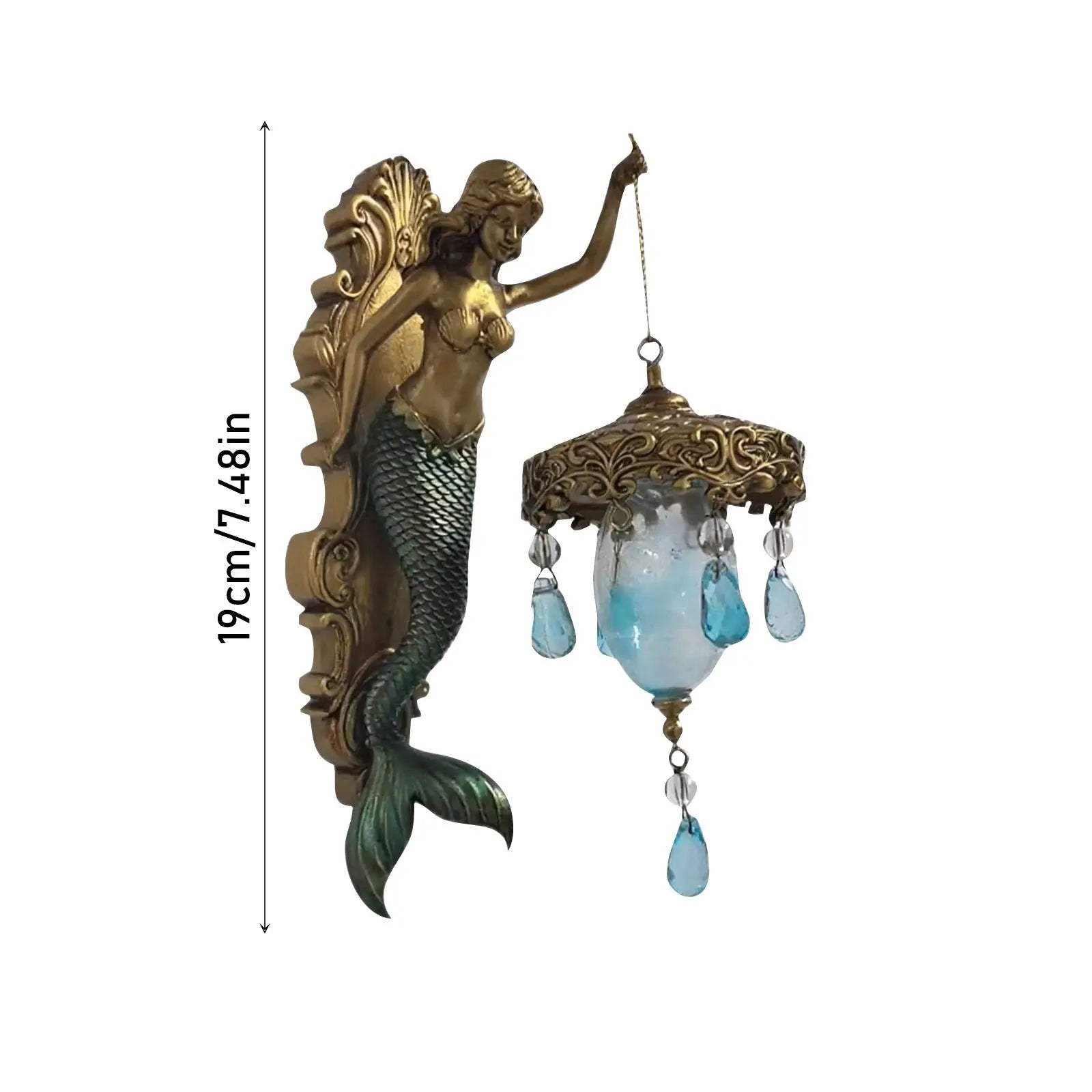Scanto | Applique murale sirène baroque élégante – Éclairage mural artistique maritime pour pièces atmosphériques