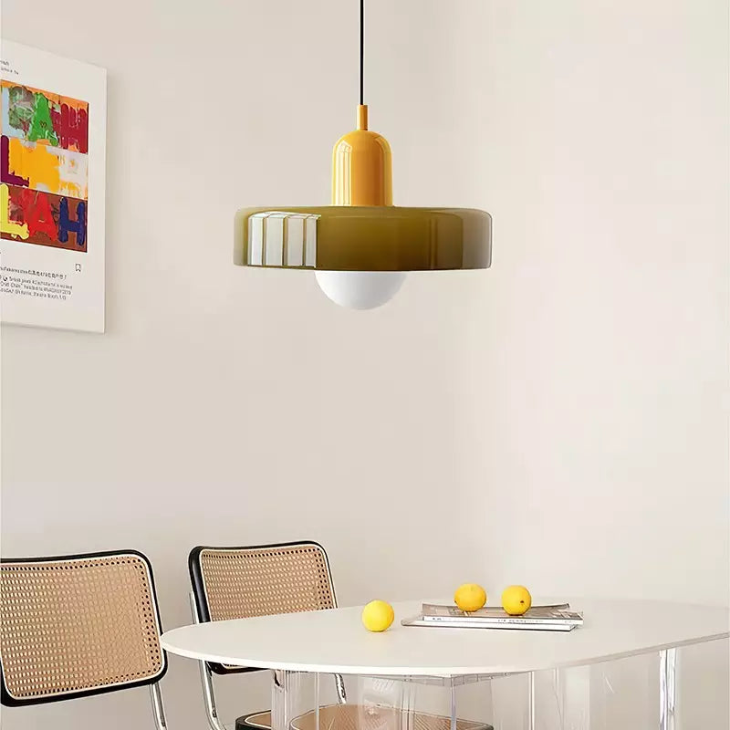 Suspension Bauhaus en Verre Coloré