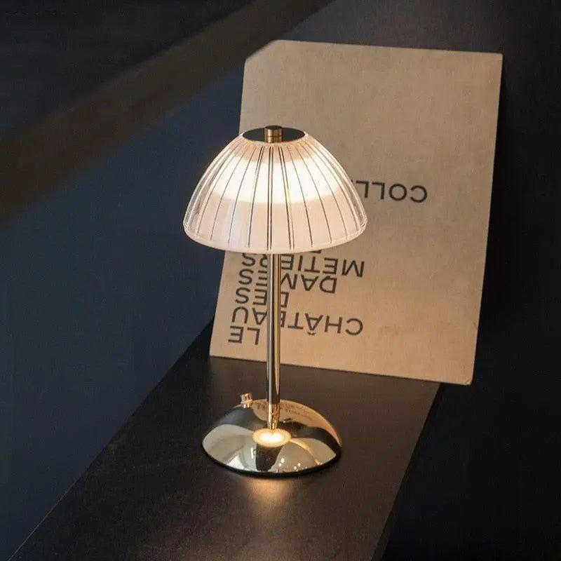 Lampe de chevet LED sans fil, dôme acrylique doré, tactile, 3 couleurs, batterie 2000 mAh