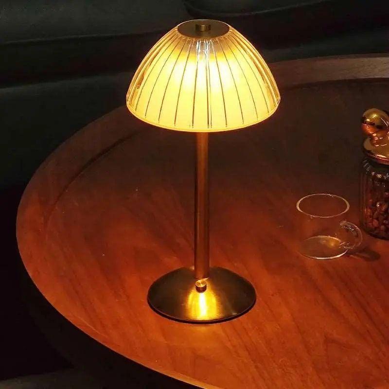 Lampe de chevet LED sans fil, dôme acrylique doré, tactile, 3 couleurs, batterie 2000 mAh