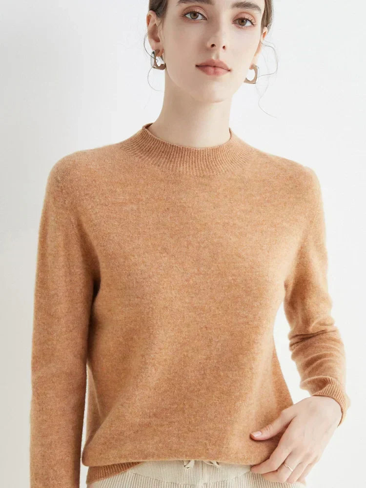 Pull Femme Classique Doux - Col Montant, Laine, Travail