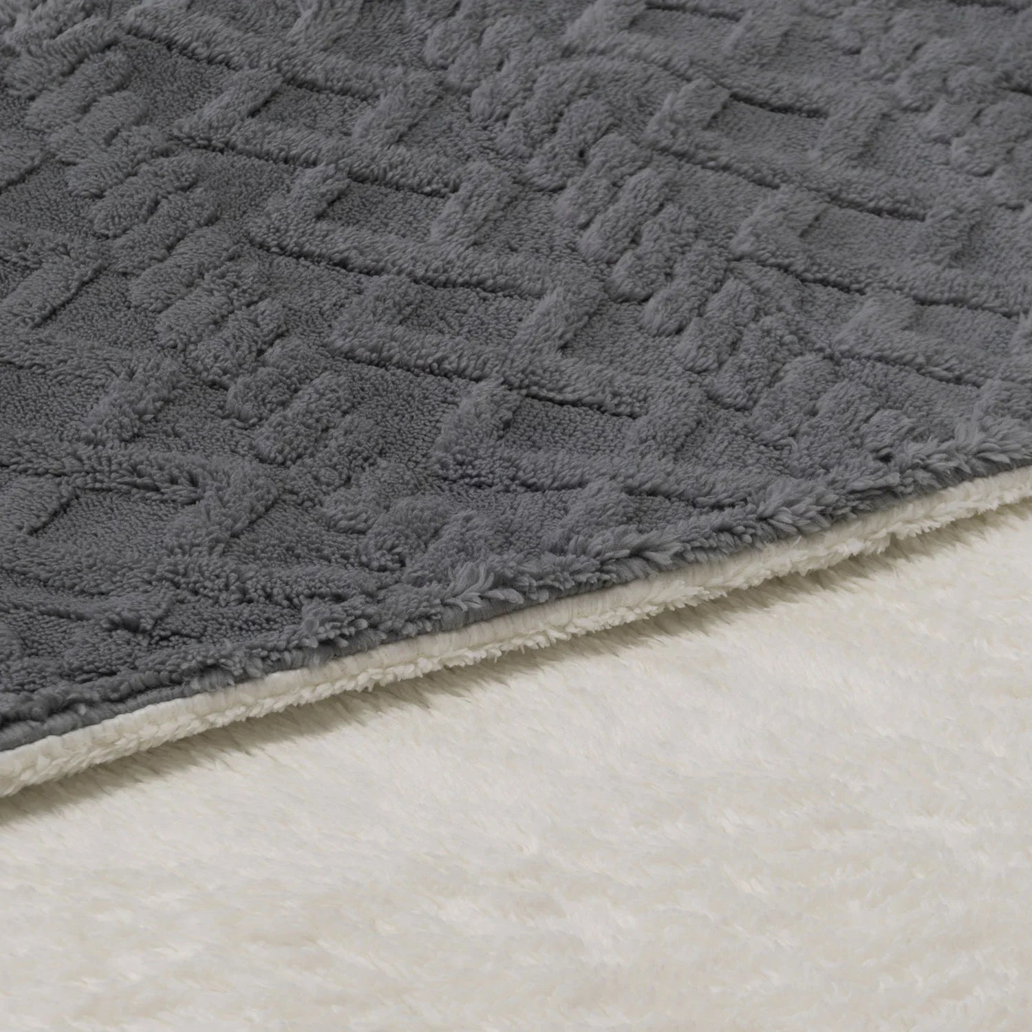 Plaid Chauffant Électrique Neo Gris à Motif Tricot Câble