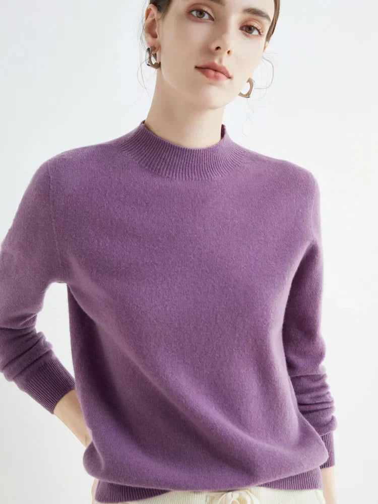 Pull Femme Classique Doux - Col Montant, Laine, Travail