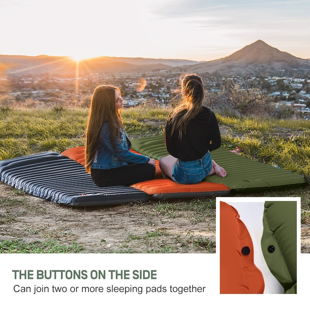 Matelas de camping gonflable avec pompe à pied intégrée et design compact