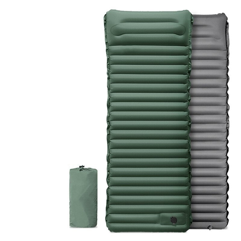 Matelas de camping gonflable avec pompe à pied intégrée et design compact