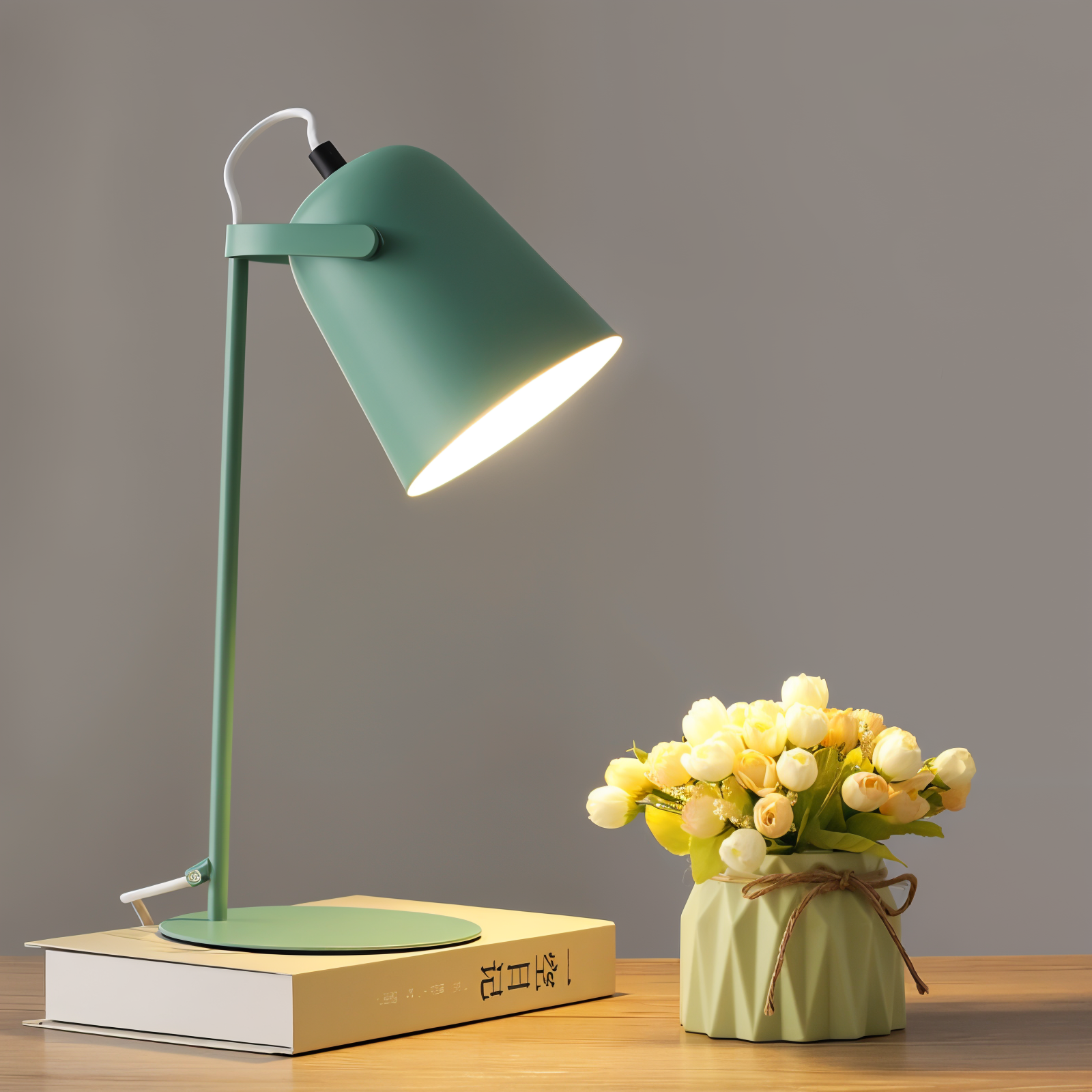 Lampe de bureau Macaron – Lampe de table réglable jaune nordique pour lire et étudier