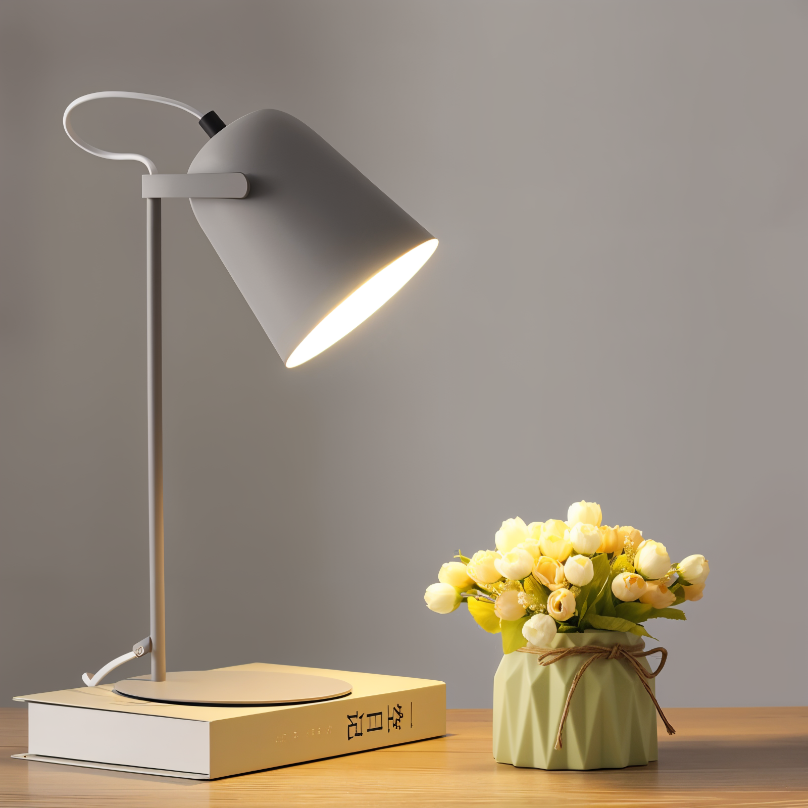 Lampe de bureau Macaron – Lampe de table réglable jaune nordique pour lire et étudier