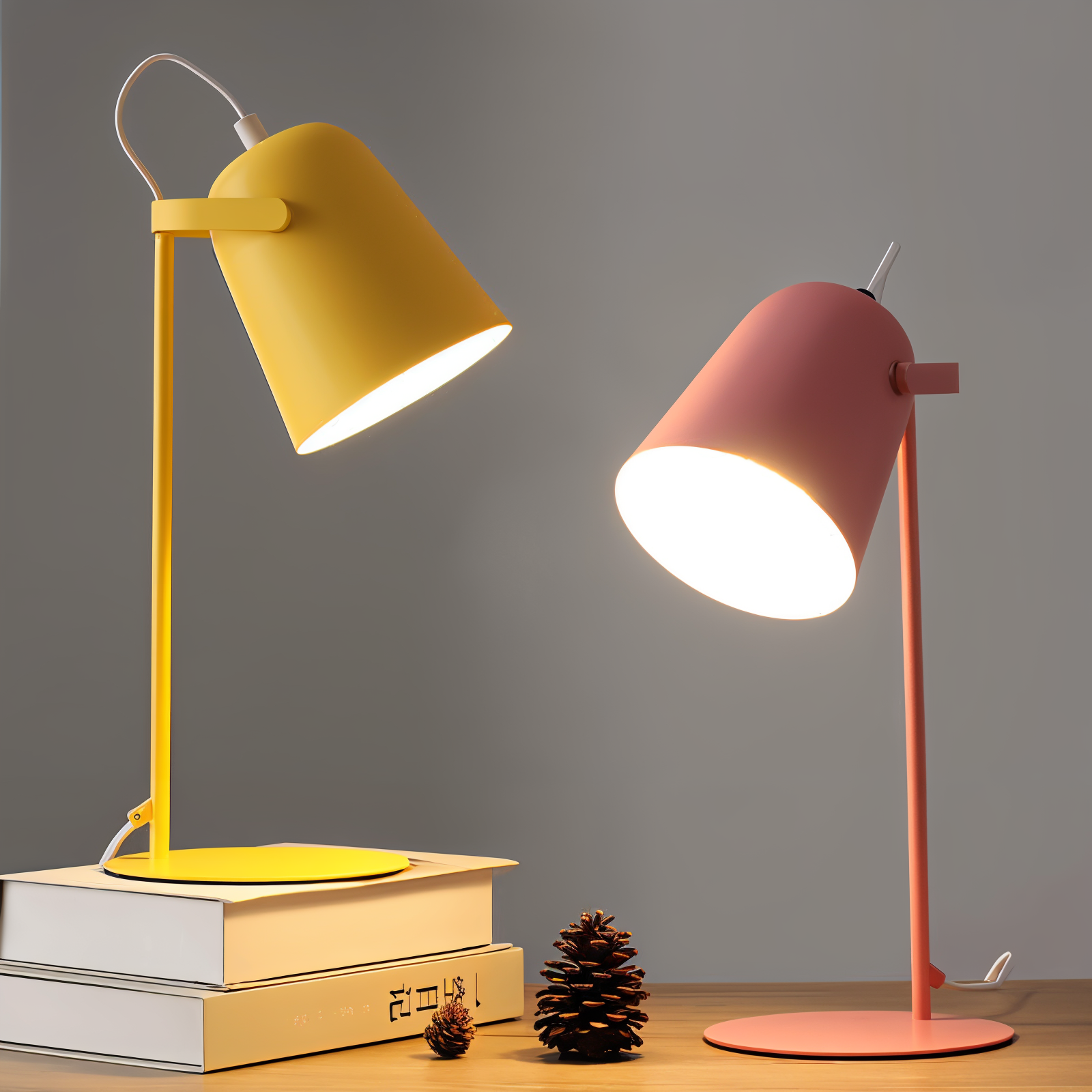 Lampe de bureau Macaron – Lampe de table réglable jaune nordique pour lire et étudier