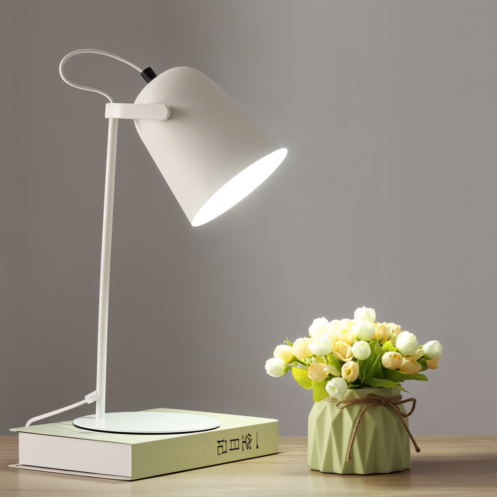 Lampe de bureau Macaron – Lampe de table réglable jaune nordique pour lire et étudier