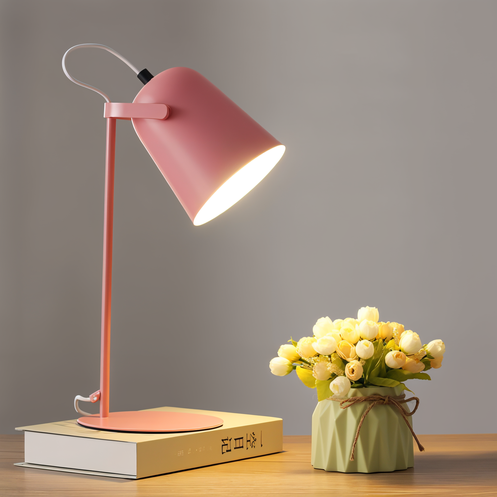 Lampe de bureau Macaron – Lampe de table réglable jaune nordique pour lire et étudier