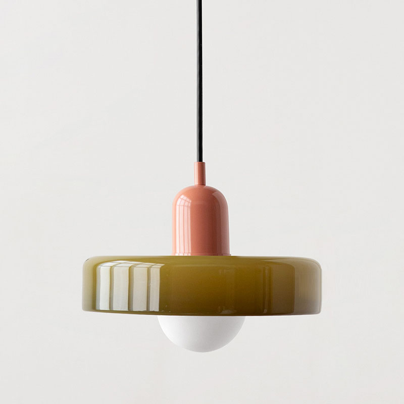 Suspension Bauhaus en Verre Coloré