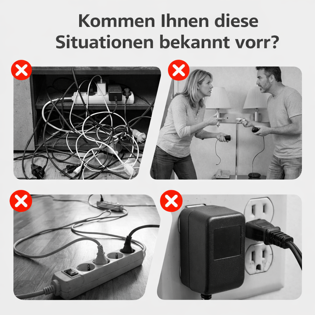 Multiprise avec ports USB, interrupteurs individuels et veilleuse