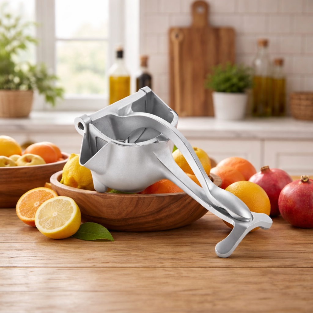 Extracteur de jus d'agrumes pour la cuisine et les boissons, doté d’un levier puissant pour un usage domestique.