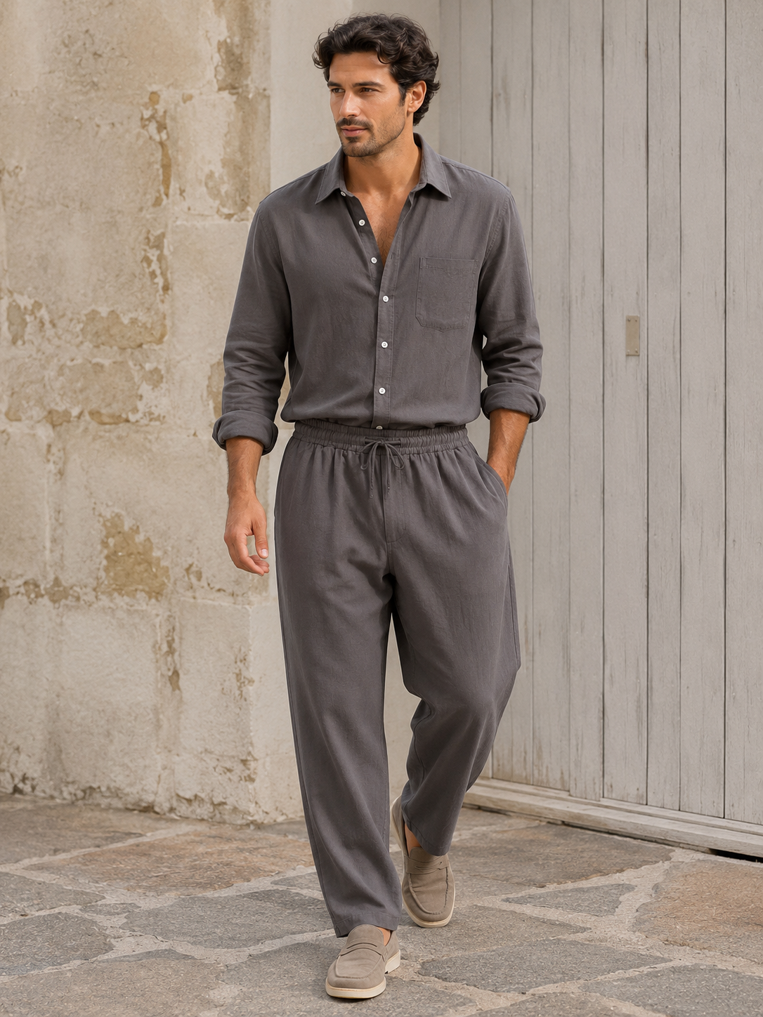 Costume Lin pour Homme – Col Mandarin
