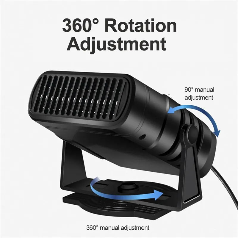 Dégivreur de Pare-Brise 12-24V – Air Chaud en 30s & Ventilateur 360°
