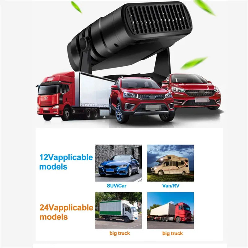 Dégivreur de Pare-Brise 12-24V – Air Chaud en 30s & Ventilateur 360°
