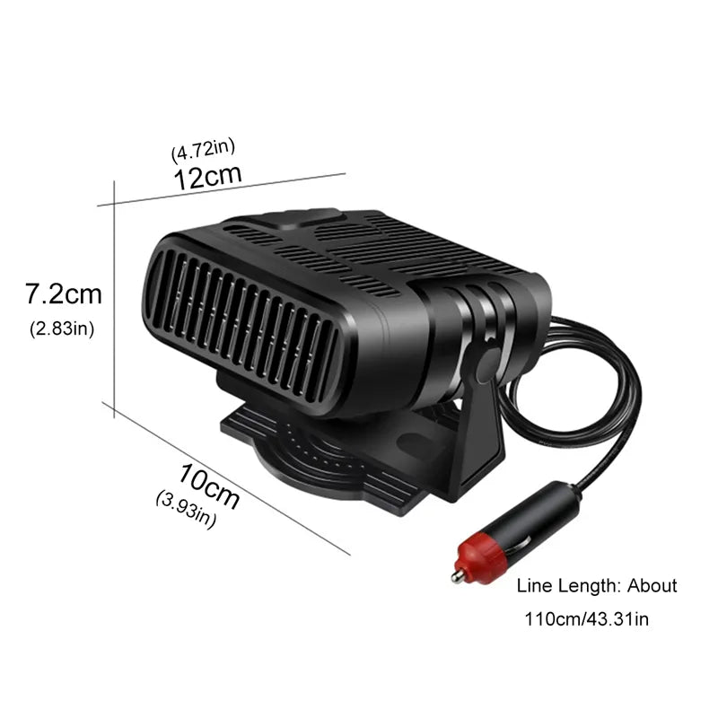 Dégivreur de Pare-Brise 12-24V – Air Chaud en 30s & Ventilateur 360°