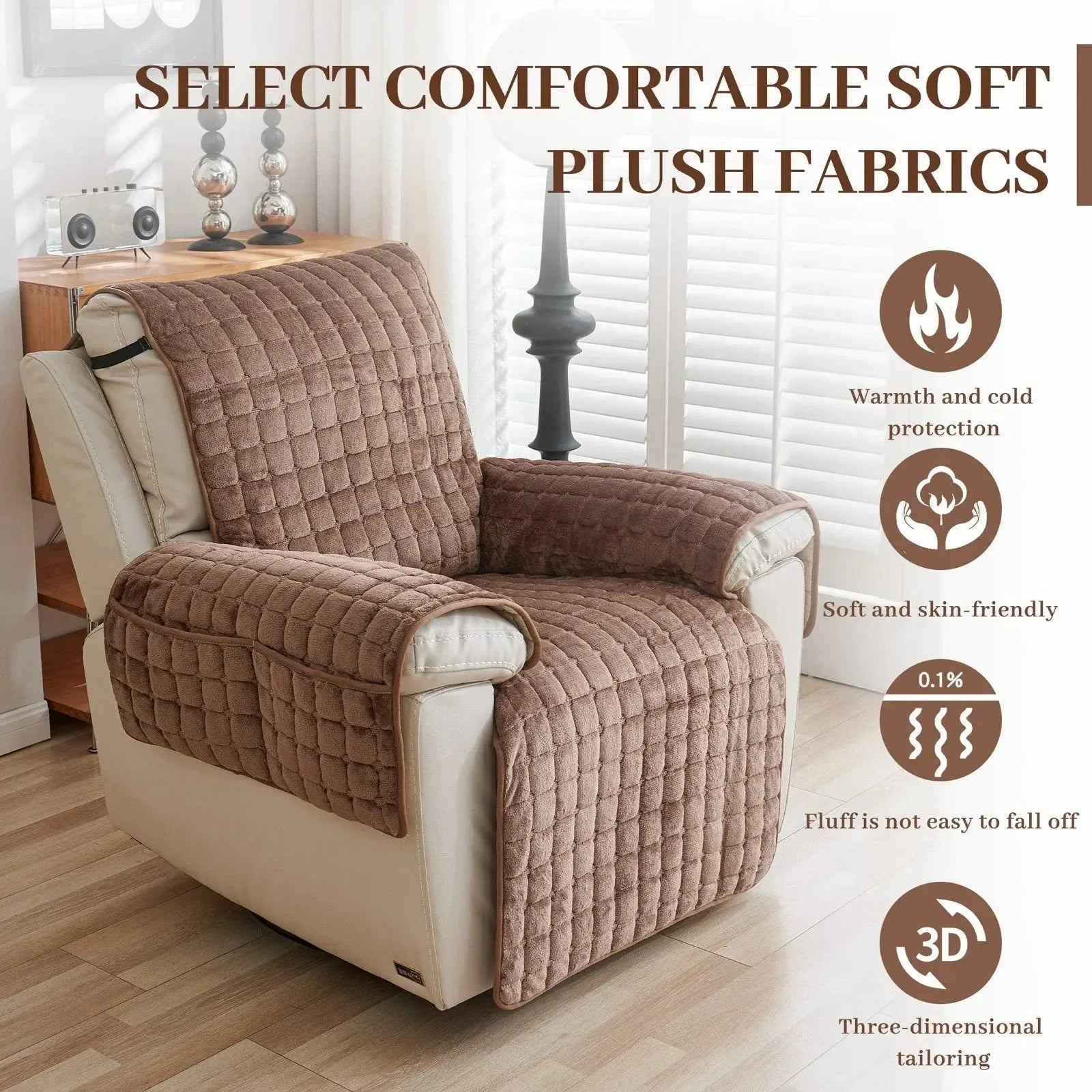 Housse de fauteuil inclinable ComfortGuard, microfibre lavable en machine, bords élastiques et sangles réglables, protection pour enfants et animaux
