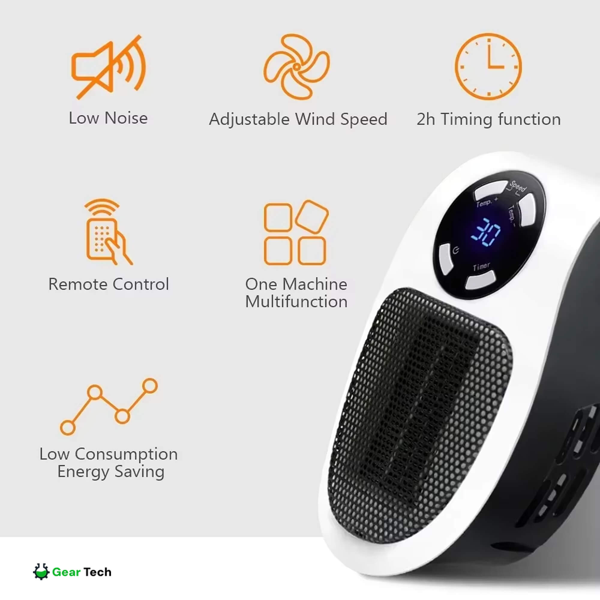 Mini radiateur électrique portable enfichable 500 W, thermostat intégré, protection contre la surchauffe et prise pivotante