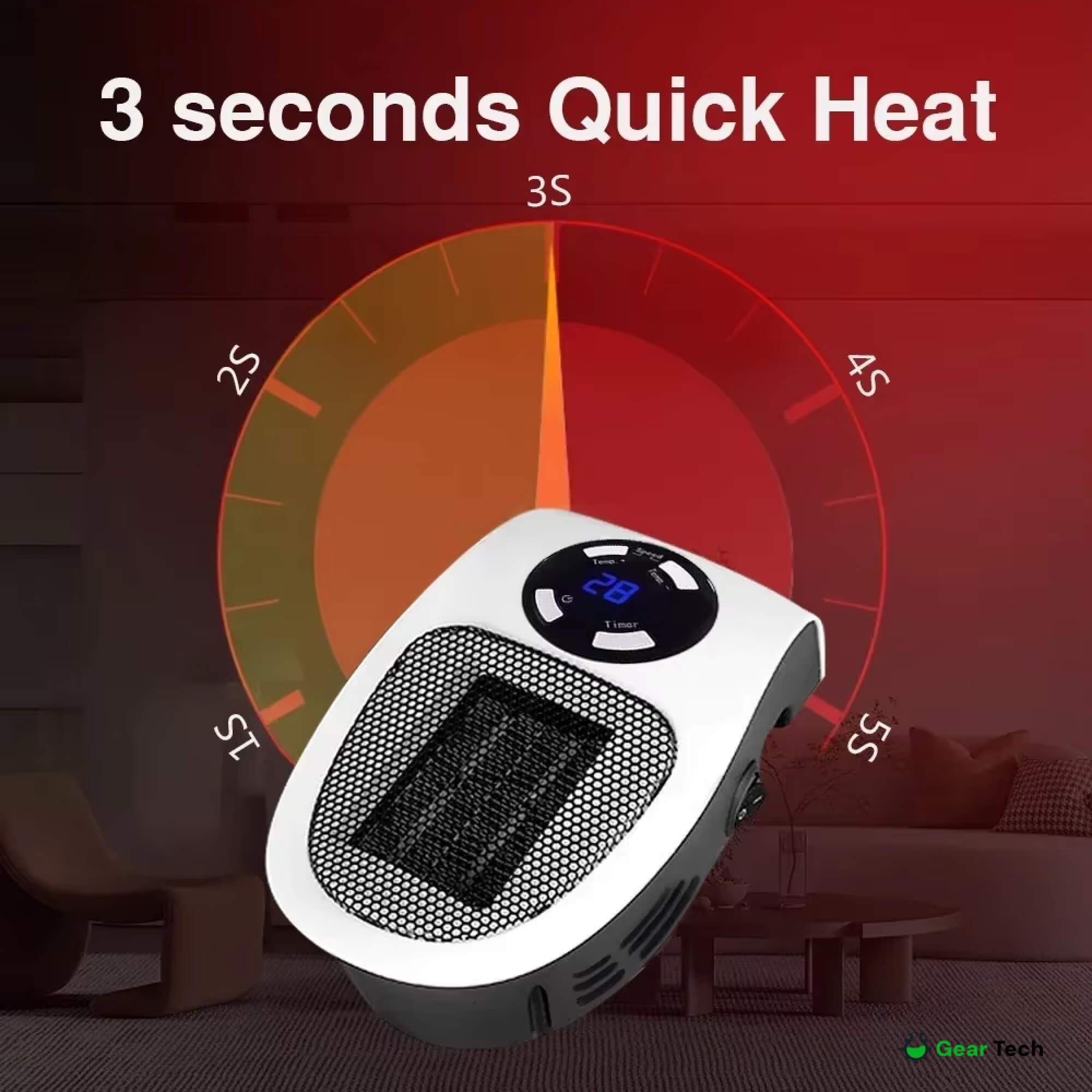 Mini radiateur électrique portable enfichable 500 W, thermostat intégré, protection contre la surchauffe et prise pivotante
