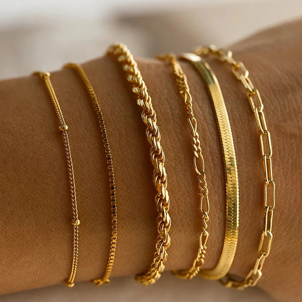 Dames Armbandenset met Schakeldesign – Trendy Layered Armbanden voor Dagelijks Gebruik