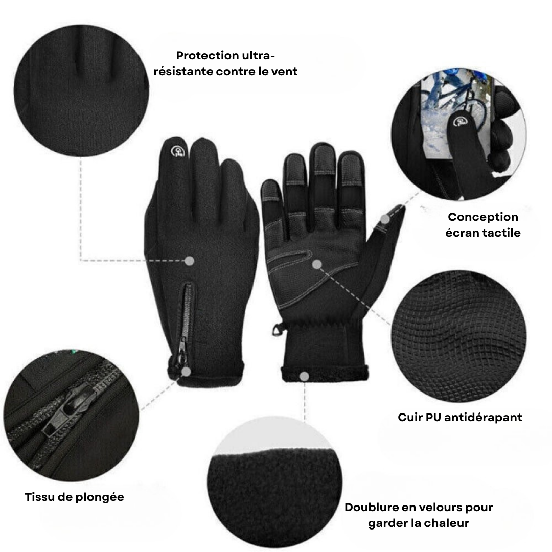 Gants Chauffants Imperméables Unisexes – Tactiles, Doublure Polaire & Idéals pour Ski, Vélo et Sports d’Hiver