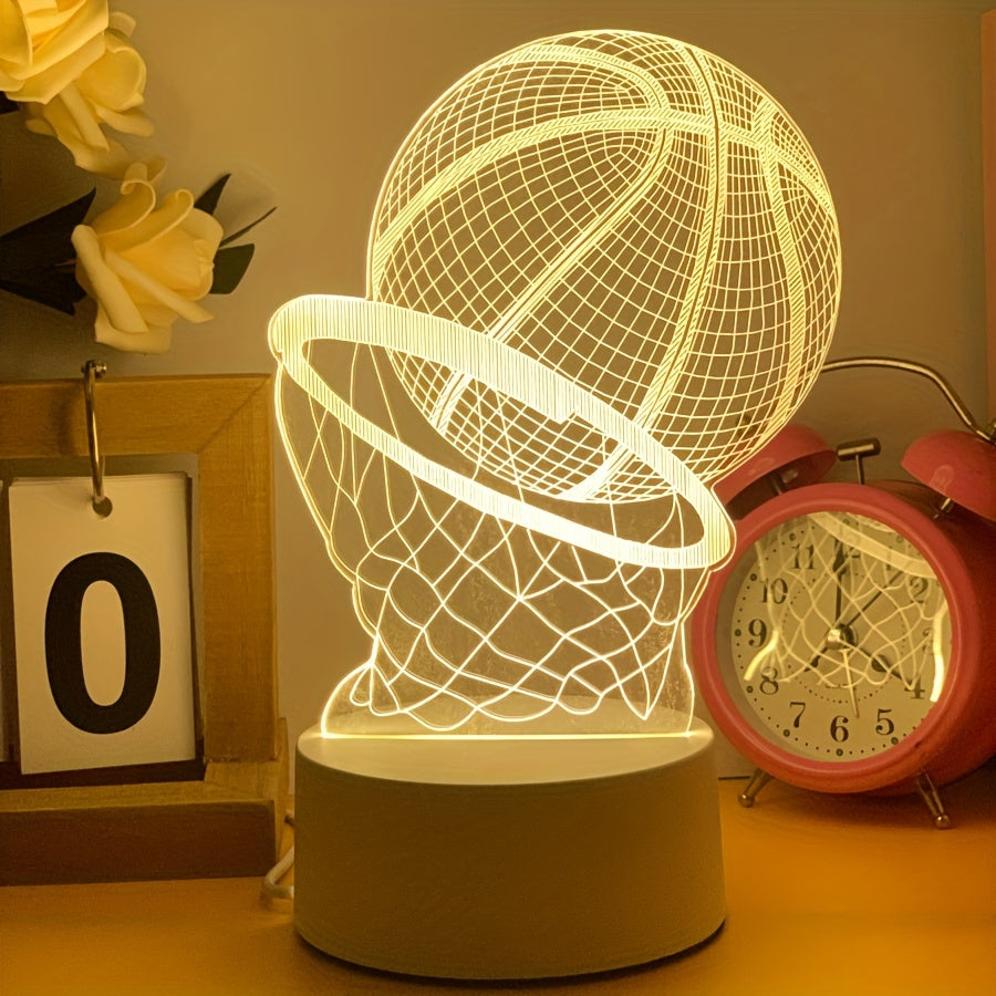 Lampe d’illusion 3D de basket-ball | Lampe de bureau LED USB