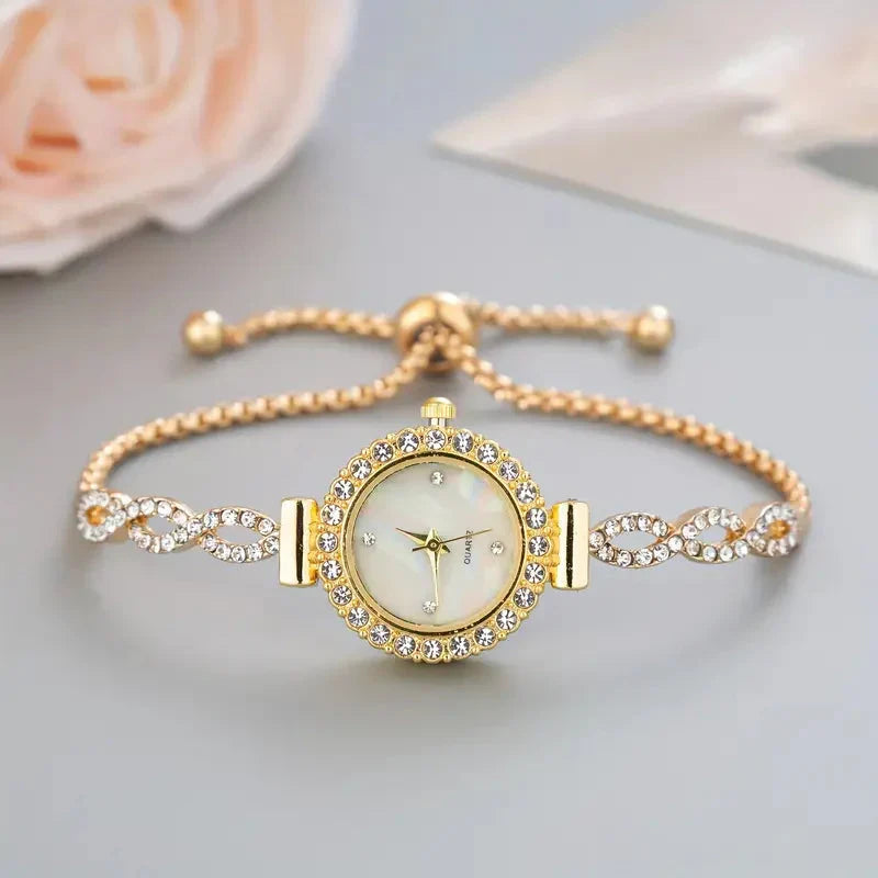 Montre-bracelet élégante pour femme – Accents de cristal et luxe intemporel