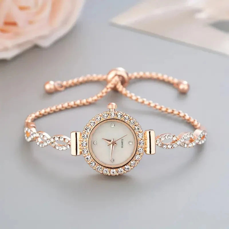 Montre-bracelet élégante pour femme – Accents de cristal et luxe intemporel