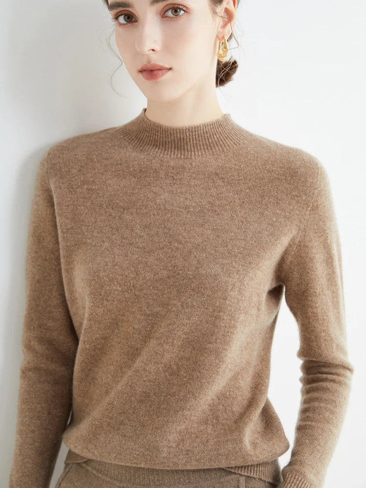 Pull Femme Classique Doux - Col Montant, Laine, Travail