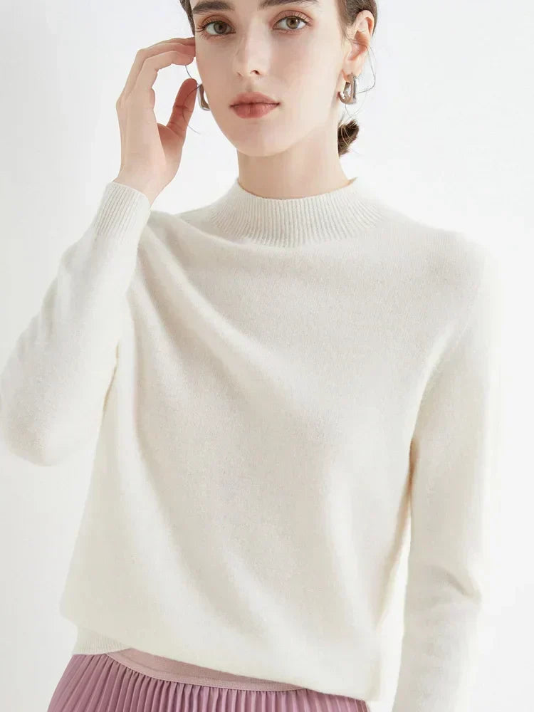 Pull Femme Classique Doux - Col Montant, Laine, Travail