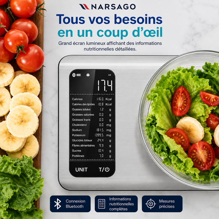 Sakerplus® Balance de Cuisine Connectée – Suivi Intelligent de la Nutrition