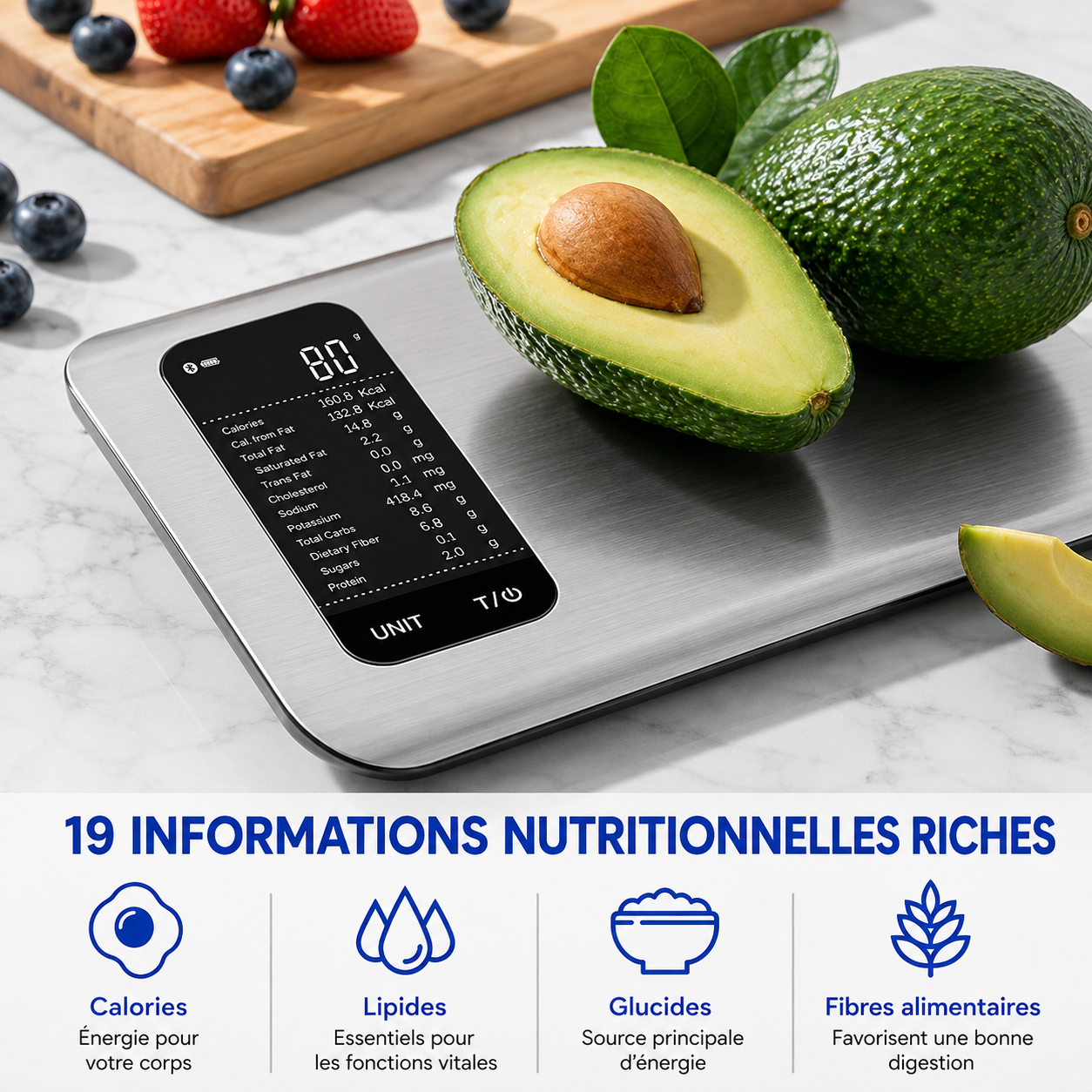 Sakerplus® Balance de Cuisine Connectée – Suivi Intelligent de la Nutrition