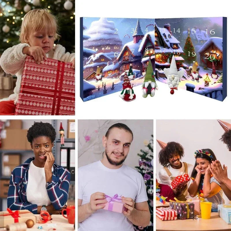 Calendrier de l'Avent gnome en peluche cousu main – surprise quotidienne