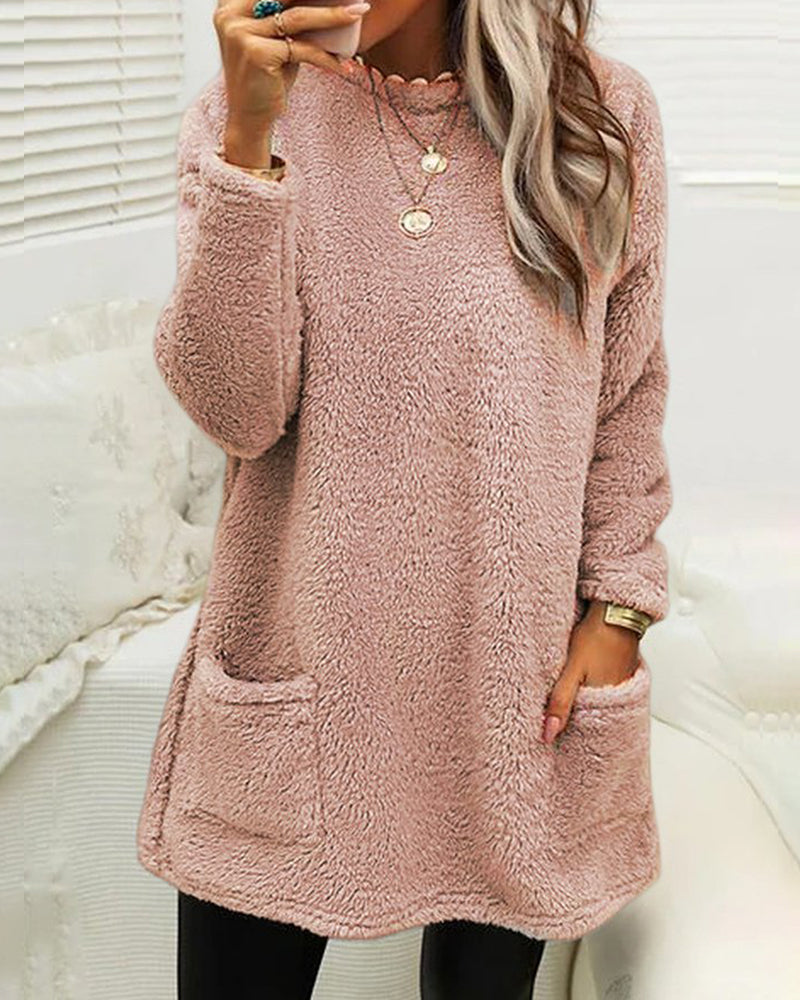 Pull tunique doux et confortable pour femmes - Sherpa surdimensionné, hiver