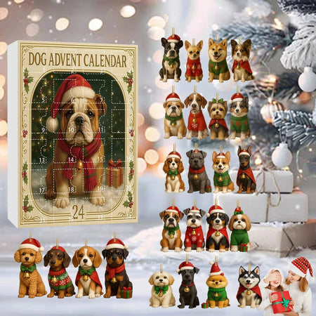 Calendrier de l’Avent pour chiens de Noël | 24 ornements festifs pour chiots