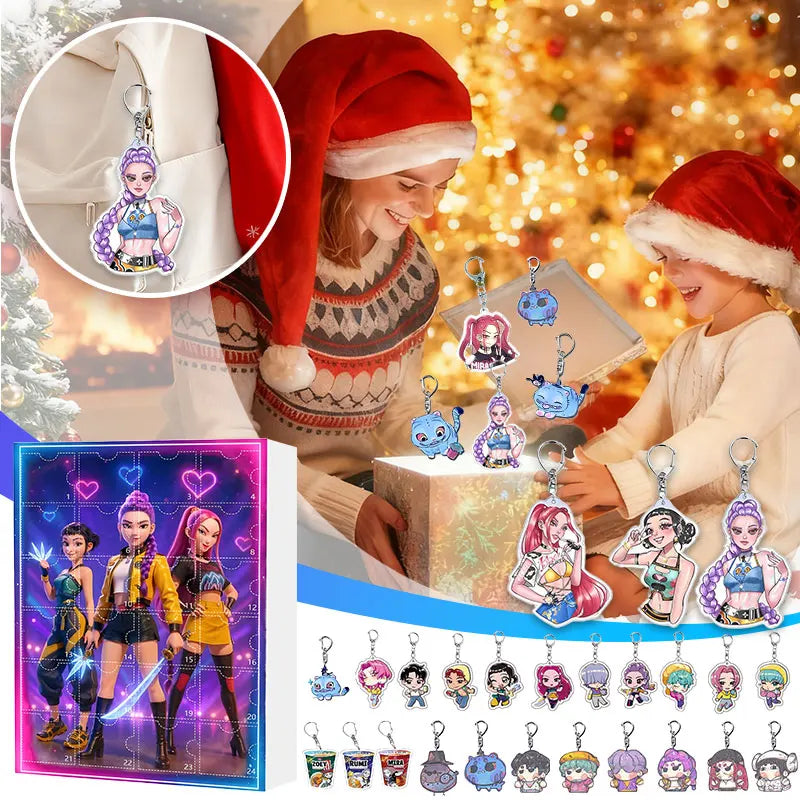 Calendrier de l’Avent Dark Fantasy | 24 porte-clés de personnages d'anime