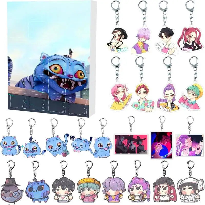 Calendrier de l’Avent Dark Fantasy | 24 porte-clés de personnages d'anime