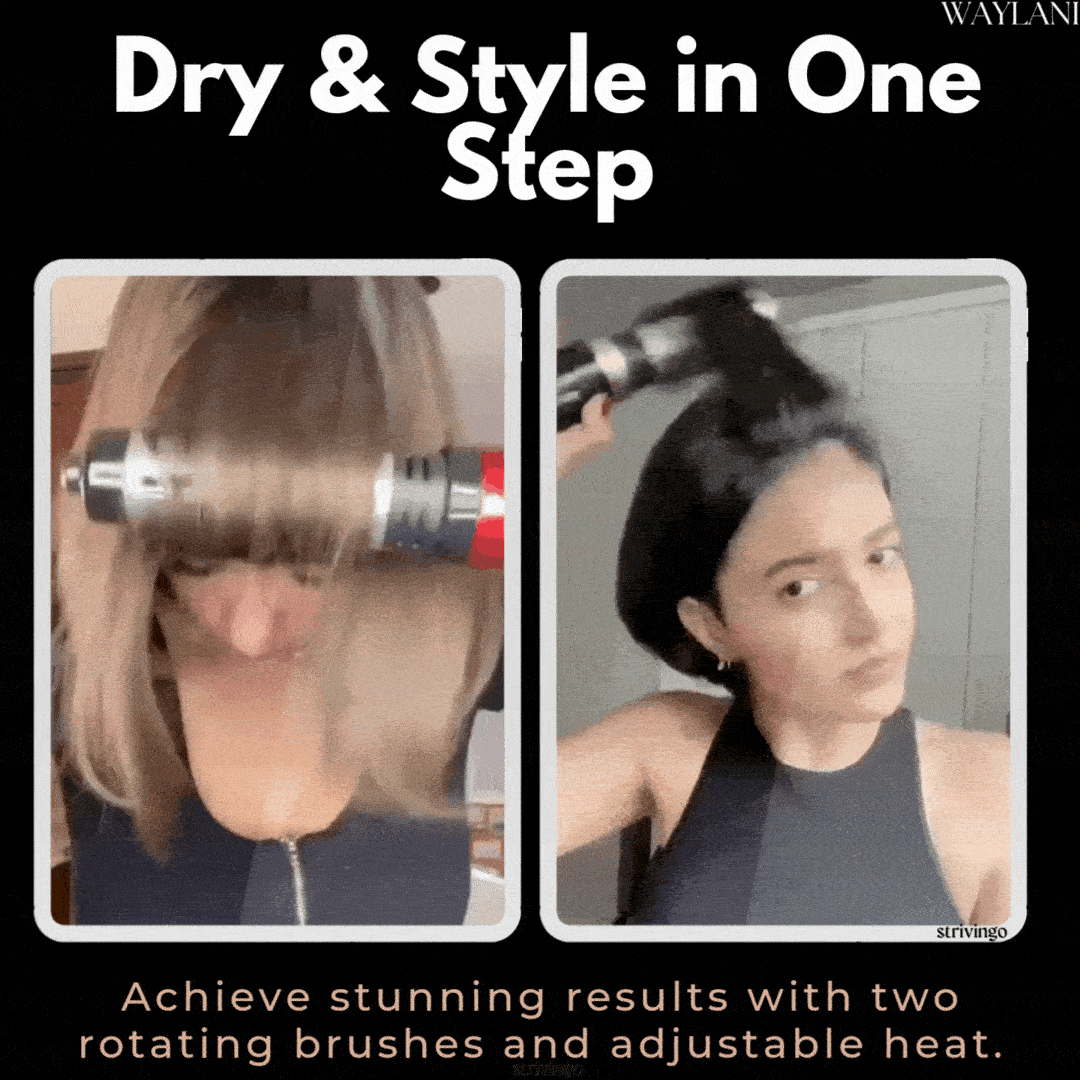 Sèche-cheveux et styler rotatif 3 en 1 avec température réglable pour des boucles et des ondulations sans effort