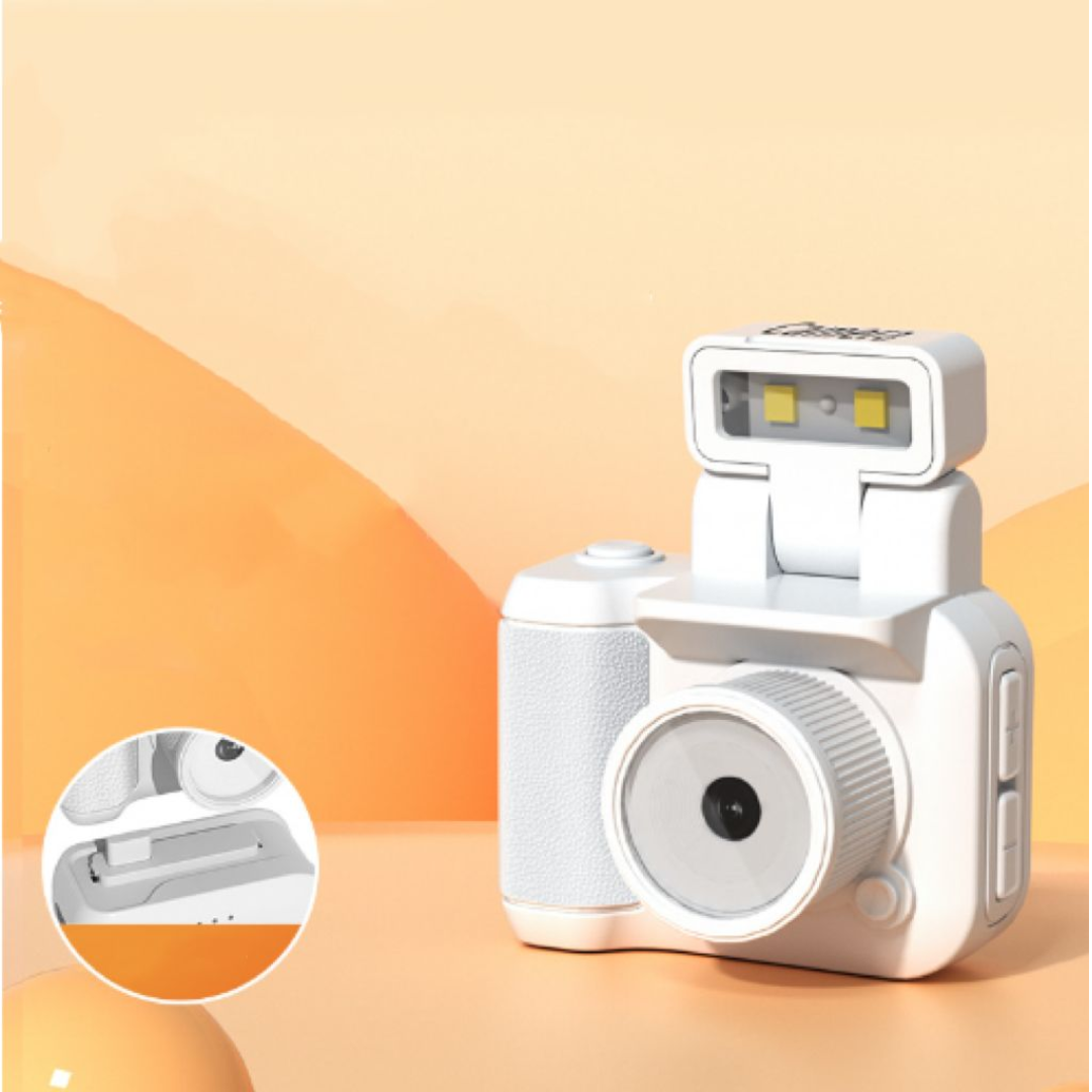 Appareil photo numérique pour débutants mini vintage, base de chargement et câble Type‑C, compact de poche avec lanière et crochet
