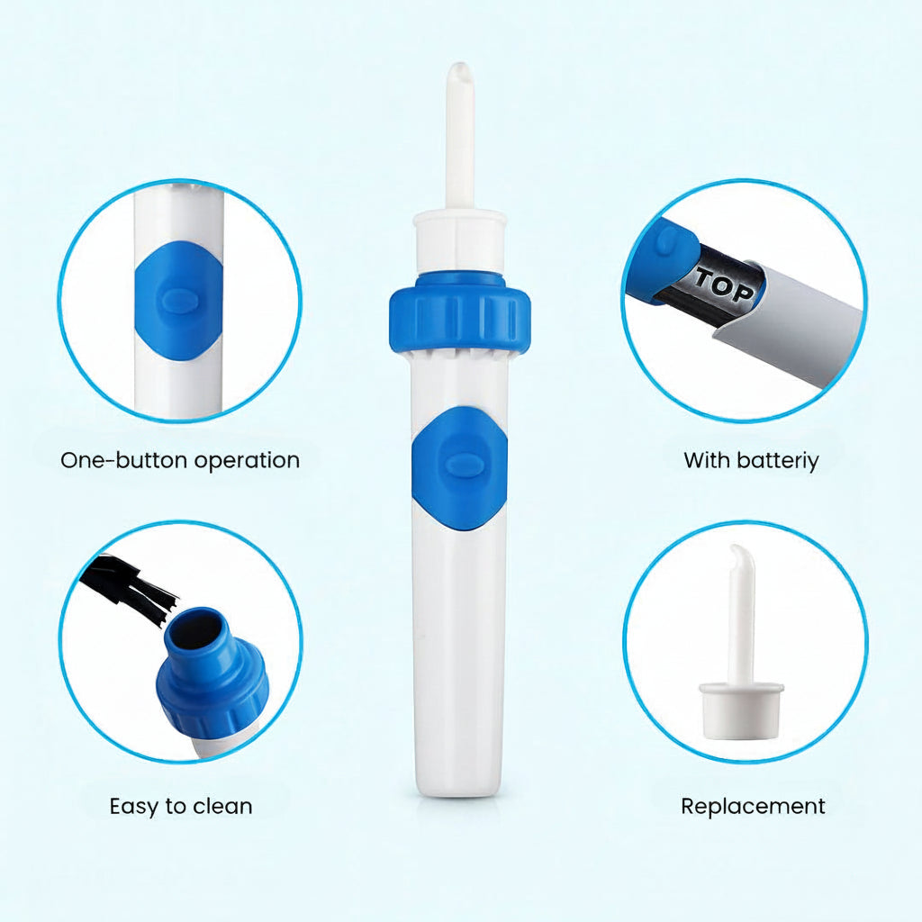 Nettoyeur d'oreilles à aspiration électrique, embout en silicone, outil doux pour éliminer le cérumen