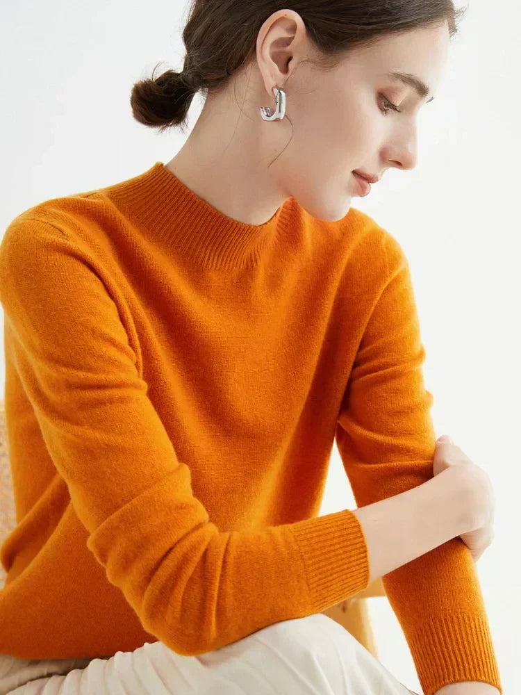 Pull Femme Classique Doux - Col Montant, Laine, Travail