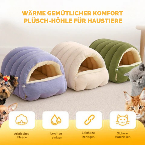 Panier grotte moelleux pour animaux – niche douillette en peluche